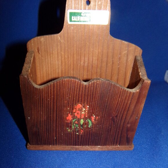 Vintage Authentic California Redwood Napkin Holder Note Box - Picture 2 of 8